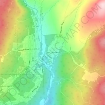 Carte topographique Forest City Station, altitude, relief