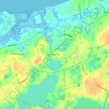 Carte topographique West Brewster, altitude, relief