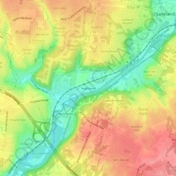Carte topographique Twightwee, altitude, relief