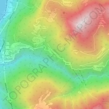 Carte topographique Introzzo, altitude, relief