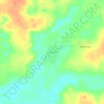Carte topographique Amanvi, altitude, relief