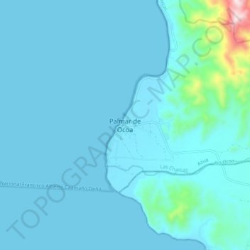 Carte topographique Palmar de Ocoa, altitude, relief