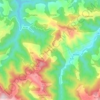 Carte topographique San Feliz, altitude, relief