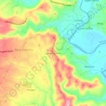 Carte topographique Upper Carmen, altitude, relief