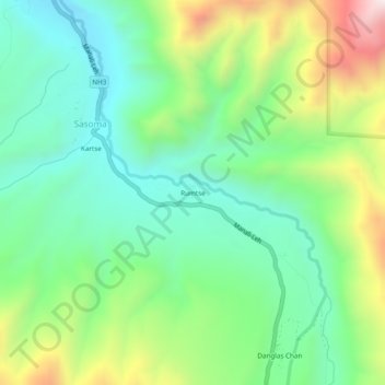 Carte topographique Rumtse, altitude, relief