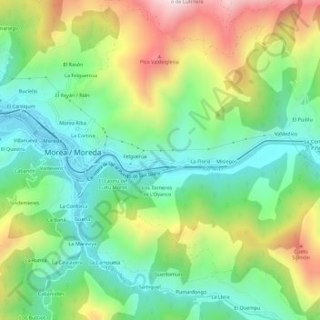 Carte topographique Oyanco, altitude, relief