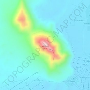Carte topographique Cerro Prieto, altitude, relief