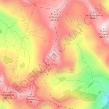 Carte topographique Dosso dei Galli, altitude, relief
