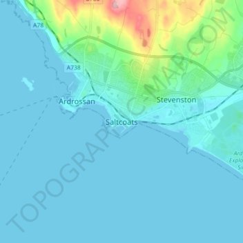 Carte topographique Saltcoats, altitude, relief