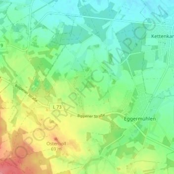 Carte topographique Bockraden, altitude, relief