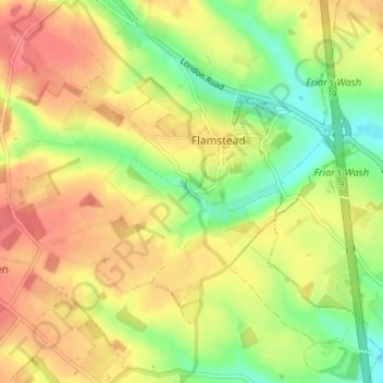 Carte topographique Trowley Bottom, altitude, relief