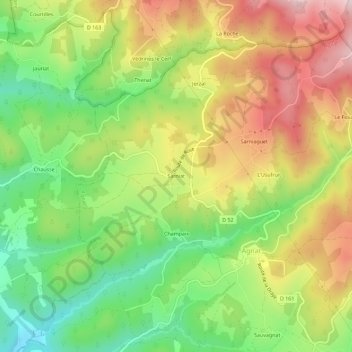 Carte topographique Sarniat, altitude, relief