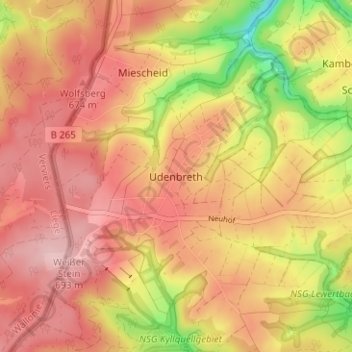 Carte topographique Udenbreth, altitude, relief