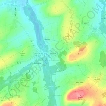 Carte topographique La Levée, altitude, relief