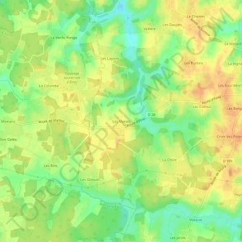 Carte topographique Les Marais, altitude, relief