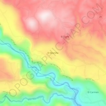 Carte topographique El Mortiño, altitude, relief
