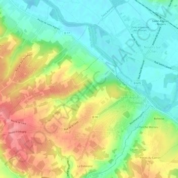 Carte topographique La Moricette, altitude, relief