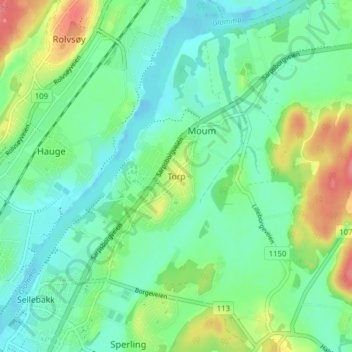Carte topographique Torp, altitude, relief