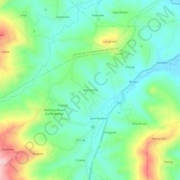 Carte topographique Marrocchi, altitude, relief