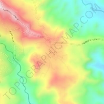 Carte topographique Sorá, altitude, relief