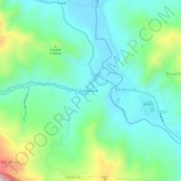 Carte topographique Boumaza, altitude, relief