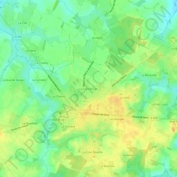 Carte topographique La Croix Rouge, altitude, relief