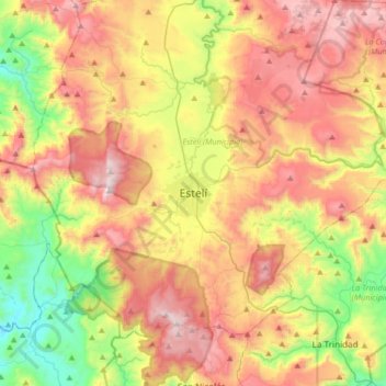 Carte topographique Esteli, altitude, relief