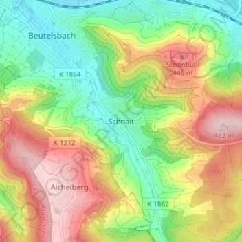 Carte topographique Schnait, altitude, relief