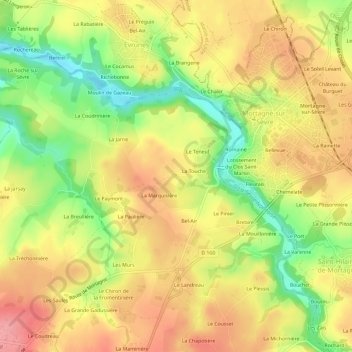 Carte topographique Le Bignon, altitude, relief