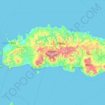 Carte topographique KABUPATEN MANGGARAI, altitude, relief