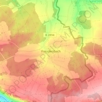 Carte topographique Freudenbach, altitude, relief