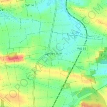 Carte topographique Opferbaum, altitude, relief