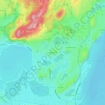 Carte topographique Heidelsbuch, altitude, relief
