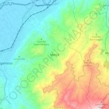Carte topographique Morcá, altitude, relief