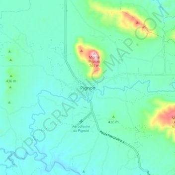 Carte topographique Pignon, altitude, relief