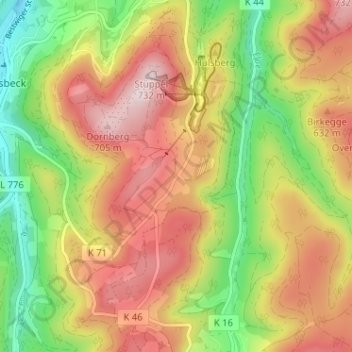 Carte topographique Wasserfall, altitude, relief