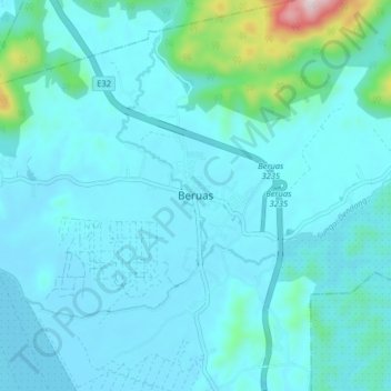 Carte topographique Beruas, altitude, relief