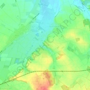 Carte topographique Geretshausen, altitude, relief