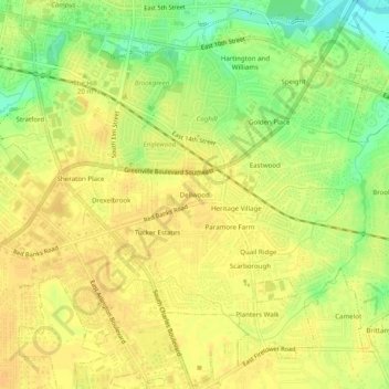 Carte topographique Dellwood, altitude, relief