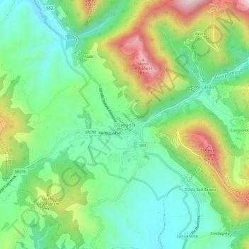 Carte topographique Scheggia, altitude, relief