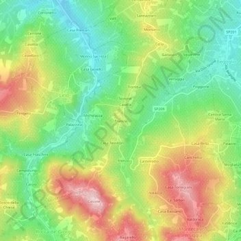 Carte topographique Francia, altitude, relief
