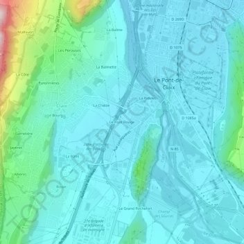 Carte topographique Le Pont Rouge, altitude, relief