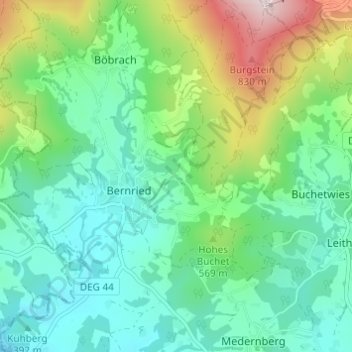 Carte topographique Ebengasse, altitude, relief