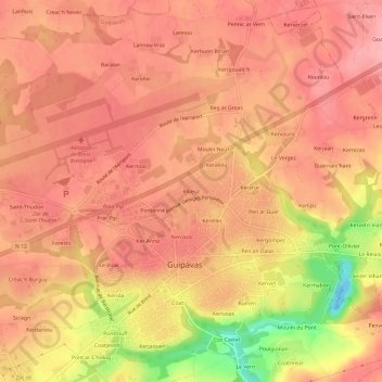 Carte topographique Ribeuz, altitude, relief