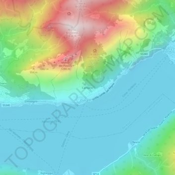 Carte topographique Campelò, altitude, relief
