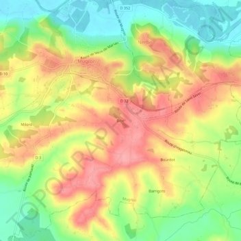 Carte topographique Bibe, altitude, relief