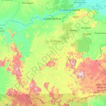 Carte topographique Bolívar, altitude, relief