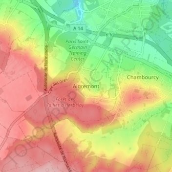 Carte topographique Aigremont, altitude, relief