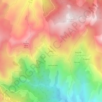 Carte topographique Teghie, altitude, relief