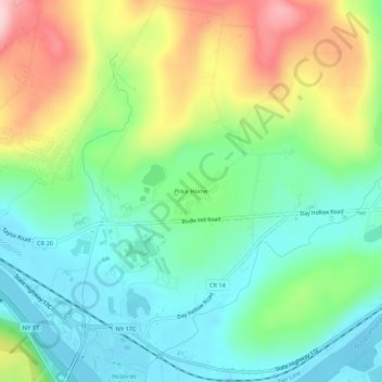 Carte topographique Price Home, altitude, relief